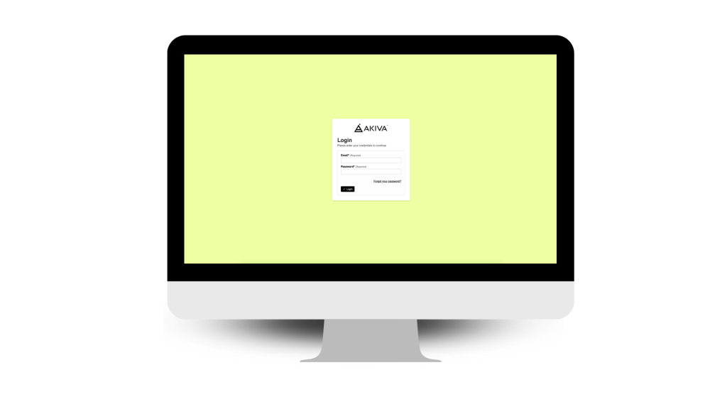 Visual of AKIVA login dashboard - step 1