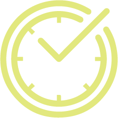 clock icon with correction tick in middle